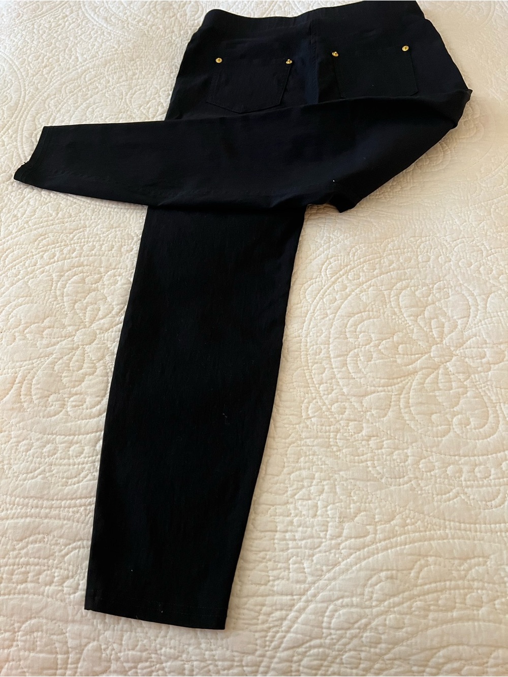 Zac & Rachel Black Pants with Gold Rivet Accents